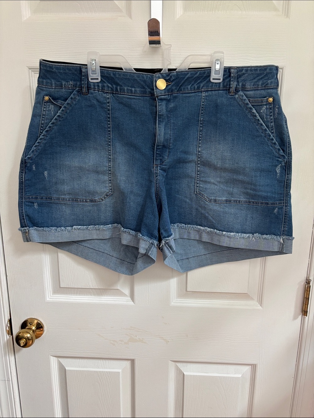 Democracy Dark Blue Denim Roll-Cuff Jean Shorts